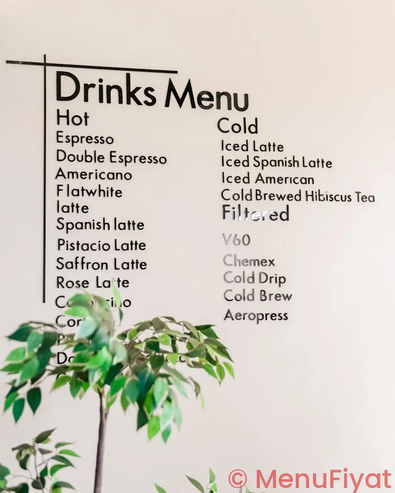 Menu costing sample